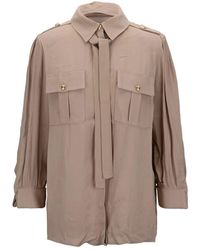 Elisabetta Franchi - Goldknopf langarmhemd - Lyst