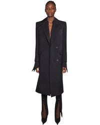 Mugler - Jassen ,Zwart ,Wol Klassieke Zwarte Jas Single-Breasted - Lyst