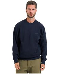 HUGO - Blauer Pullover Mit Logotasche - Lyst