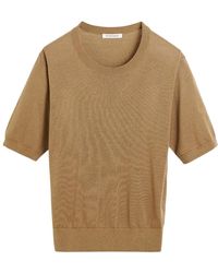 By Malene Birger - Lichtbruin T-Shirt Met Monogram Detail - Lyst