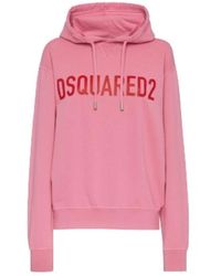DSquared² - Hoodies & Sweatvesten ,Roze ,Katoen Hoodie Met Iconisch Logo - Lyst