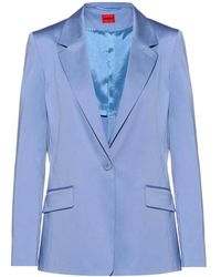 HUGO - Jassen ,Blauw ,Katoen Blauwe Katoenen Blazer Model Afede - Lyst