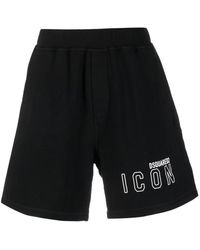 DSquared² - Korte Broeken ,Zwart ,Katoen Icon Witte Bermuda Shorts - Lyst