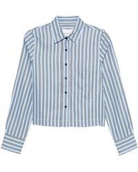 Closed - Overhemden ,Blauw ,Cropped Classic Shirt - Lyst