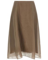 Brunello Cucinelli - Rokken ,Crispy Silk Circle Skirt - Lyst