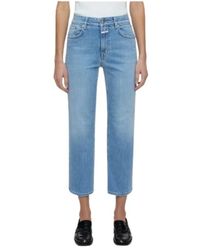 Closed - Jeans ,Blauw ,Denim Mid Denim Cropped Jeans - Lyst