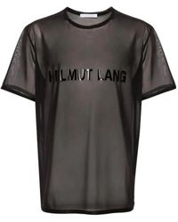 Helmut Lang - Tops ,Zwart ,Chiffon Chiffon Zwart Logo Tee - Lyst