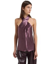 ANDAMANE - Paarse Kruisnek Mouwloze Top - Lyst