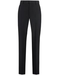 Givenchy - Broeken ,Zwart ,Wol Nauwsluitende Wollen Broek Met Logo-Bies - Lyst