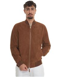 Harmont & Blaine - P0l037 leather harrington jacket - Lyst
