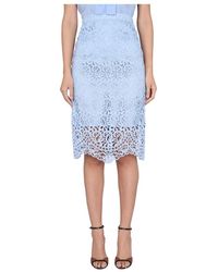 Burberry - Rokken ,Blauw ,Katoen Kanten Geborduurde Midi Rok - Lyst