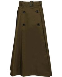 Burberry - Gabardine Trench Midi Rok - Lyst
