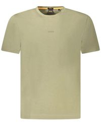 HUGO - Grünes Rundhals Baumwoll T-Shirt - Lyst