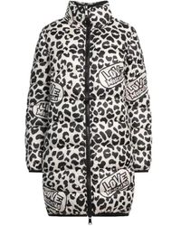 Love Moschino - Elegante giacca lunga con stampa leopardata - Lyst