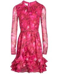 Giambattista Valli - Jurk Met Roosprint Van Zijde-Georgette - Lyst