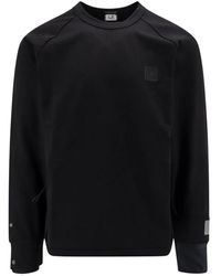C.P. Company - Schwarzer sweatshirt aus stretch-baumwollfleece - Lyst