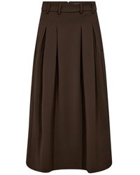 co'couture - Rokken ,Bruin ,Polyester Plooirok Met Ceintuurlussen - Lyst