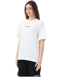 DSquared² - Tops ,Wit ,Katoen Wit T-Shirt Met Korte Mouwen En Logo-Print - Lyst