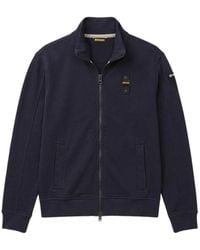 Blauer - Hoodies & Sweatvesten ,Blauw ,Katoen Sweatshirt Met Rits - Lyst
