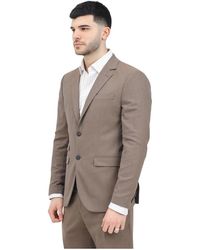 SELECTED - Kostuums ,Bruin ,Bruine Single-Breasted Jas Klassieke Stijl - Lyst