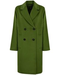 Weekend by Maxmara - Abrigo Verde De Lana De Doble Botonadura, Mujer, Talla - Lyst