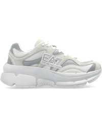 EA7 - Schoenen ,Wit ,Leer Sportschoenen Met Logo - Lyst