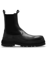 Jil Sander - Schoenen ,Zwart ,Leer Chelsea Boots Met Logo - Lyst