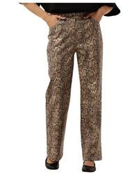 Harper & Yve - Weite Bein Schlangenmuster Lederlook Hose - Lyst