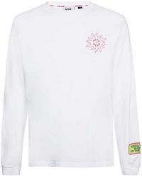 Gcds - Tops ,Wit ,Katoen Katoenen T-Shirt Met Voorkant Borduurwerk - Lyst