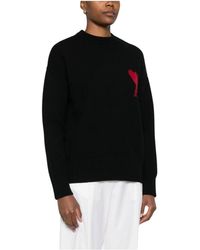 Ami Paris - Truien & Vesten ,Zwart ,Wol De Coeur Crewneck Sweater - Lyst