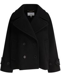 Chloé - Zwarte Wollen Jas Moderne Elegantie - Lyst
