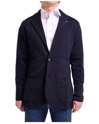 Lardini - Marineblauwe Gebreide Jas - Lyst