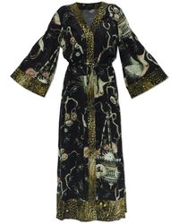 AllSaints - Diana Contrast Print Midi Jurk - Lyst