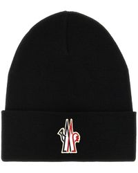 Moncler - Accessoires ,Zwart ,Wol Wool Beanie - Lyst