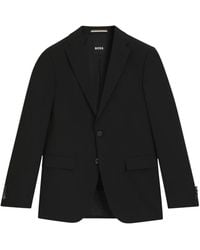 HUGO - Jassen ,Zwart ,Wol Slim Fit Mélange Wollen Jas - Lyst