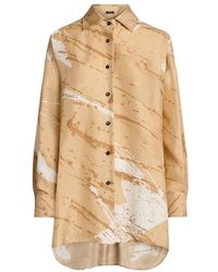 Kiton - Zijden Satijnen Shirt Met Abstract Patroon - Lyst
