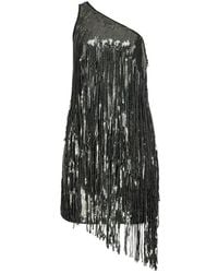 Pinko Longan paillettes dress with fringes - Gris