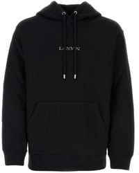 Lanvin - Schwarzer baumwoll-sweatshirt mit besticktem logo - Lyst