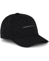 Emporio Armani - Accessoires ,Zwart ,Katoen All-Over Eagle Jacquard Baseball Cap - Lyst