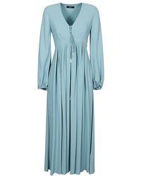 Weekend by Maxmara - Blaues langes kleid aus acetat und seide - Lyst