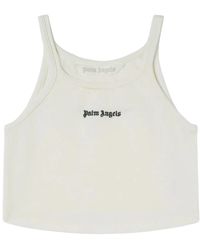 Palm Angels - Top corto con logo bordado - Lyst