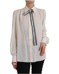 Dolce & Gabbana - Overhemden ,Wit ,Off Button-Down Polo Top - Lyst