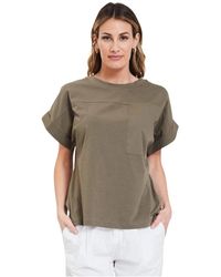 Alpha Studio - Tops ,Groen ,T-Shirt Met Zak En Korte Mouwen - Lyst