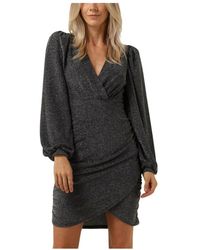 Y.A.S - Y.A. ,Kleedjes ,Zwart ,Polyester Glitter Jurk Yastikka Ls - Lyst