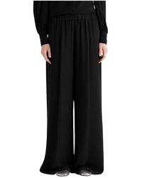 MEIMEIJ - Broeken ,Zwart ,Pantalon Met Rechte Pijpen En Een Losse Pasvorm Met Elastische Tailleband - Lyst