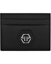 Philipp Plein - Accessoires ,Zwart ,Leer Creditcardhouder Hexagon - Lyst