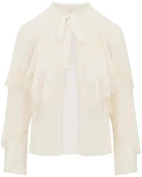 LoveShackFancy - Bohemian-Inspirierte Seidenbluse Mit Spitzenbesatz - Lyst