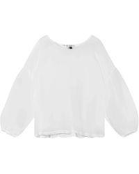 10Days - Blusa de algodón de corte relajado con mangas abullonadas - Lyst