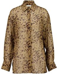 Ferragamo - Overhemden ,Veelkleurig ,Zijden Georgette Orchidee Print Blouse - Lyst