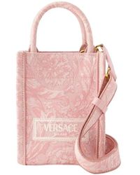 Versace - Rosa athena mini tote tasche,athena mini tote bag - baumwolle - schwarz - Lyst